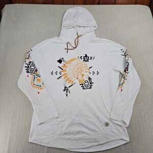 Hustle Gang Hoodie Sweatshirt Mens 2XL XXL White Indian Chief White Streetwear
